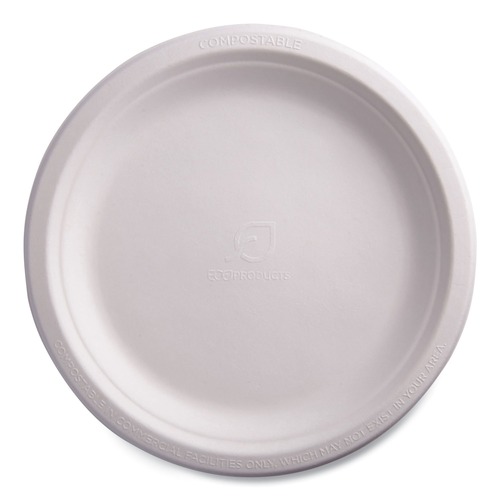Plates | Eco-Products EP-P013NFA Vanguard 9 in. diameter Renewable and Compostable Sugarcane Plates - White (500/Carton) image number 0
