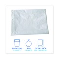 Low-Density Trash Bags | Boardwalk H7658TWK 38 in. x 58 in. 60 gal. 0.9 mil Linear Low Density Industrial Can Liners - White (100/Carton) image number 4