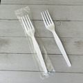 Disposable Forks | Boardwalk BWKFORKWHPSIW Heavyweight Wrapped Polystyrene Plastic Fork Cutlery - White (1000/Carton) image number 4