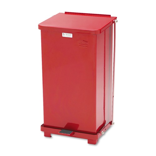Waste Receptacles | Rubbermaid Commercial FGST12EPLRD 6.5 Gallon Steel Defenders Heavy-Duty Steel Step Can - Red image number 0