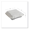 Food Containers & Lids | Eco-Products EP-HC91NFA Vanguard 9 in. x 9 in. x 3 in. 1-Compartment Renewable and Compostable Sugarcane Clamshells - White (200/Carton) image number 5