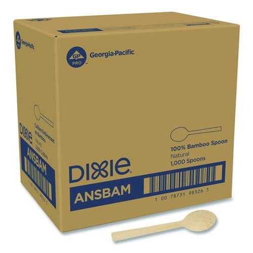 Disposable Spoons | Dixie ANSBAM Bamboo Cutlery Spoon - Light Golden (1000/Carton) image number 0