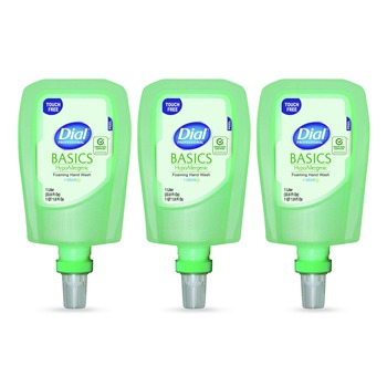 Dial Professional 17000 16722 1 Liter Basics Hypoallergenic Foaming Hand Wash Refill for FIT Touch Free Dispenser - Fresh Floral Scent (3/Carton)