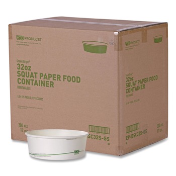 Eco-Products EP-BSC32S-GS 7.28 in. Diameter x 2.48 in. GreenStripe Paper Food Containers - White (300/Carton)