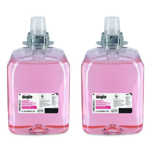 Soap Refills | GOJO Industries 5261-02 2,000 mL Luxury Foam Handwash Refill for FMX-20 Dispenser - Refreshing Cranberry Scent (2/Carton) image number 0