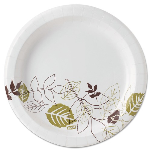 Plates | Dixie UX9PATH Pathways Soak-Proof Shield 8.5 in. Diameter Mediumweight Paper Plates - Green/Burgundy (1000/Carton) image number 0