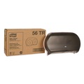 Toilet Tissue Dispensers | Tork 56TR 19.29 in. x 5.51 in. x 11.83 in. Twin Jumbo Roll Bath Tissue Dispenser - Smoke/Gray (1/Carton) image number 0