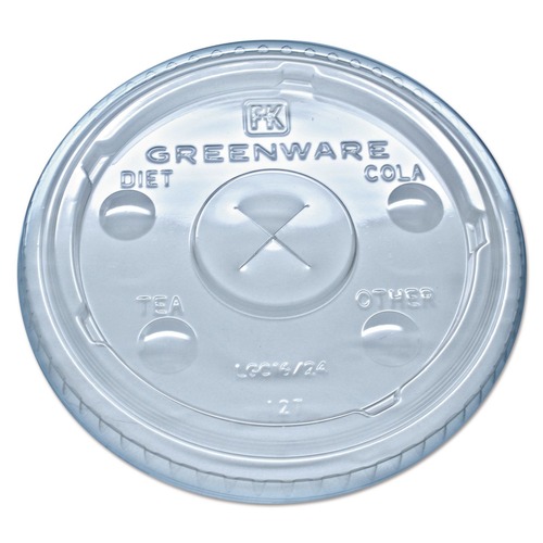 Cup Lids | Fabri-Kal 000000000009509112 Greenware X-Slot Cold Drink Lids - Clear (1,000/Carton) image number 0