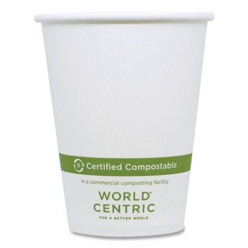 World Centric CU-PA-8 8 oz. Paper Hot Cups - White (1000/Carton)