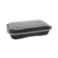 Food Storage Containers & Lids | Pactiv Corp. NV2GRT2786B 8.4 in. x 5.6 in. x 1.4 in. 27 oz. EarthChoice Versa2Go Plastic Microwaveable Container - Black/Clear (150/Carton) image number 0