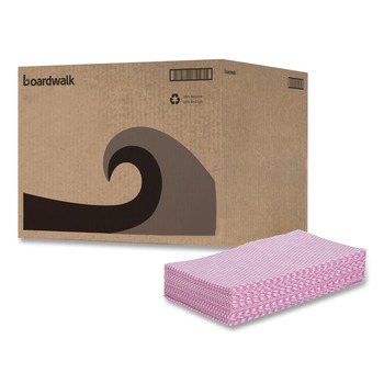 Boardwalk BWK-N8140 12 in. x 21 in. Foodservice Wipers - Pink/White (200/Carton)