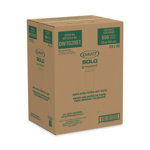 Cups | Dart DWTG20ST Thermoguard 20 oz. Insulated Paper Hot Cups - Steam Print (600/Carton) image number 0