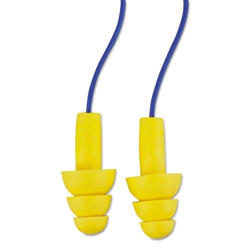 Ear Protection | 3M 340-4014 25 dB NRR E-A-R UltraFit Corded Reusable Earplugs - Blue/Yellow (200/Box) image number 0
