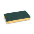 Scouring Pads & Sticks | Boardwalk 74BWK MD 3.6 in. x 6.1 in. Medium Duty Individually Wrapped Scrubbing Sponge - Yellow/Green (20/Carton) image number 0