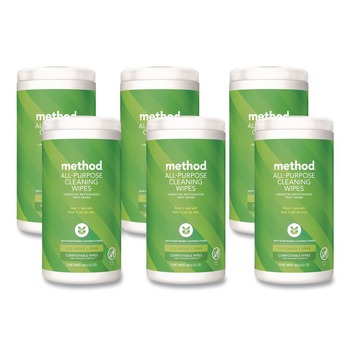 Method 338525 1 Ply All Purpose Cleaning Wipes - White Lime and Sea Salt (6/Carton)