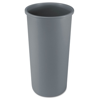 Rubbermaid Commercial FG354600GRAY 22 Gallon Round Plastic Untouchable Waste Container - Gray