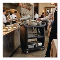 Carts | Boardwalk CC2036BW03 18 in. x 36.25 in. x 38 in. 300 lb Capacity Plastic Bussing Cart with 3 Shelves - Black image number 5
