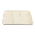 Food Trays & Liners | Boardwalk TL-15-TBW-NPFA 8.26 in. x 0.98 in. x 10.9 in. 5-Compartment Bamboo/Sugarcane Bagasse PFAS-Free Food Tray - Tan (500/Carton) image number 1