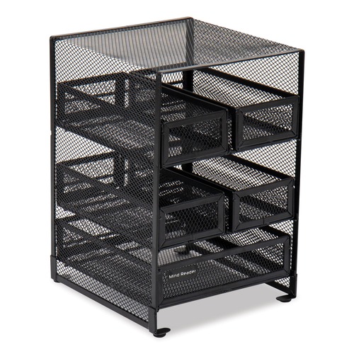Condiment Organizers | Mind Reader MMTDR5-BLK 6.75 in. x 7 in. x 10 in. 5-Compartment Network Collection Tea Countertop Organizer - Black image number 0