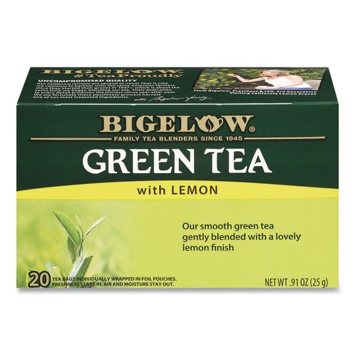 Tea | Bigelow RCB10346 0.34 lbs. Green Tea with Lemon - Lemon (28/Box) image number 0