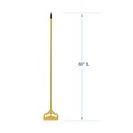 Mops | Boardwalk BWK5324C 60 in. Metal/Plastic Handle No. 24 Natural Cotton Head Cotton Cut End Mop Kit - Yellow Handle (1-Kit) image number 2