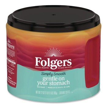 Folgers 30446 27 oz. Canister Gentle On Your Stomach Simply Smooth Ground Coffee