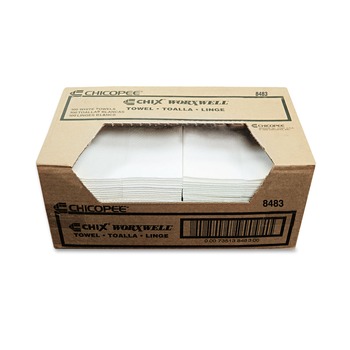 PERFORATED ROLL AND HAND TOWELS | Chicopee 8483 13 in. x 15 in. Flat Durawipe Shop Towels - White (300/Carton)