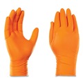 Food Service Disposable & Single Use Gloves | Ammex GWON42100 8 mil Heavy-Duty Industrial Powder-Free Nitrile Gloves - Small, Orange (1000/Carton) image number 3