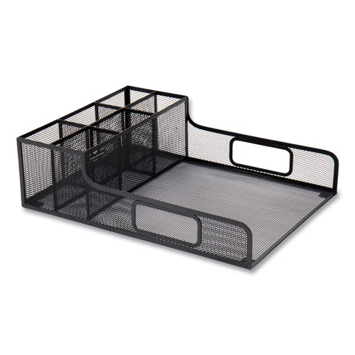 Cutlery Dispensers | Mind Reader PSNAMESH-BLK 11.5 in. x 14.75 in. x 5.5 in. Network Collection Utensil Napkin and Plate Countertop Organizer - Black image number 0