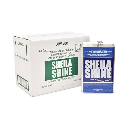 Stainless Steel Cleaners | Sheila Shine SSCA128 1 Gallon Can Low VOC Stainless Steel Cleaner and Polish (4/Carton) image number 0