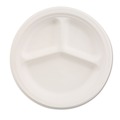 Plates | Chinet 21204 3 Compartment Plate 10-1/4 in. Di Paper Dinnerware - White (500/Carton) image number 0