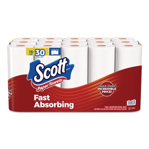 Perforated Roll & Hand Towels | Scott 56674 7.31 in. x 11 in. 1-Ply Choose-A-Sheet Mega Kitchen Roll Paper Towels - White (30 Rolls/Carton) image number 0