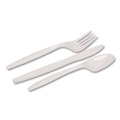 Perforated Roll & Hand Towels | Dixie CMP26C Mediumweight Polypropylene Plastic Fork/Knife/Teaspoon - White (250/Carton) image number 1