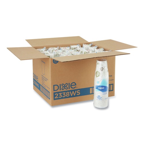 Cups | Dixie 2338WS Pathways 8 oz. Paper Hot Cups (25/Bag, 20 Bags/Carton) image number 0