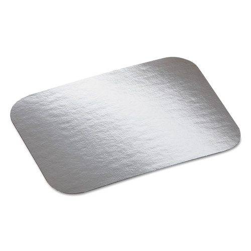 Food Containers & Lids | Handi-Foil 2060L 7 in. x 5 in. Laminated Aluminum Board Lid - Silver/White (500/Carton) image number 0