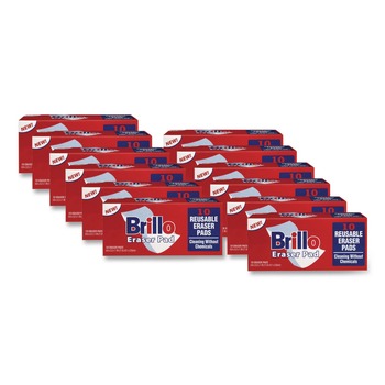  | Brillo 56102 3.2 in. x 4.6 in. Commercial Eraser Pads - White (12/Carton)