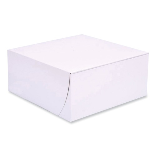 Bakery Boxes & Containers | SCT 1561 9 in. x 9 in. x 4 in. Paper Standard Bakery Boxes - White (200/Carton) image number 0