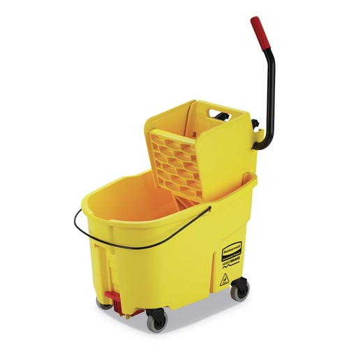 Buckets & Wringers | Rubbermaid Commercial FG618688YEL 44 qt. WaveBrake 2.0 Side-Press Plastic Bucket/Wringer Combos - Yellow image number 0