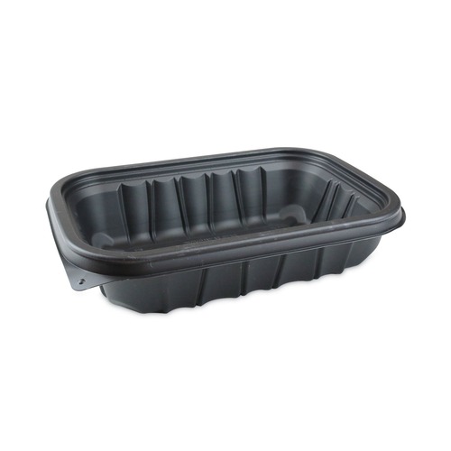 Food Containers & Lids | Pactiv Corp. YCNB9X632000 32 oz. 8.66 in. x 5.75 in. x 2.72 in. EarthChoice Entree2Go Takeout Container - Plastic, Black (300/Carton) image number 0