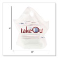 Specialty Bags | AmerCareRoyal RPWB1919 19 in. x 9.5 in. x 19 in. Take-Out Labeling Cut-Out Handles Wave Top To-Go Bags - White/Blue/Red (500/Carton) image number 2