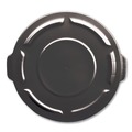 Waste Receptacle Lids | Rubbermaid Commercial 1867532 BRUTE 22.25 in. Diameter Self-Draining Flat Top Lids for 32 Gallon Round BRUTE Containers - Black image number 2