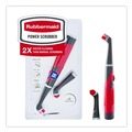 Brushes | Rubbermaid 2057486 Reveal Power Scrubber Red/White Nylon Bristles 1.73-in Brush Red Plastic Handle image number 8