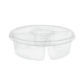 Aluminum Pans & Lids | Pactiv Corp. 1064DP4CLRL 4 Compartment 64 oz. 10 in. Diameter Plastic Dip Cup Platter - Clear image number 1