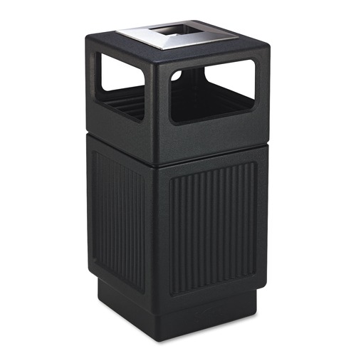 Smoking Receptacles | Safco 9477BL Canmeleon 38-Gallon Polyethylene Recessed Panel Receptacles - Black image number 0
