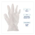 Janitorial Disposable & Single Use Gloves | Boardwalk BWK361SBX 3.6 mil 9.5 in. Long Powder-Free Exam Vinyl Gloves - Small, Clear (100/Box) image number 6