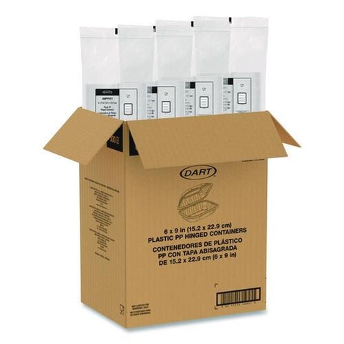 Cleaning Cloths & Wipes | Dart 69PPHT1 6.5 in. x 9 in. x 3 in. ProPlanet Microwaveable Hinged Plastic Containers - Clear (300/Carton) image number 0