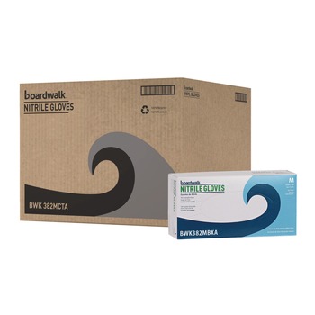 EXAM AND SURGICAL GLOVES | Boardwalk 382MCTA 5 mil Disposable Examination Nitrile Gloves - Medium, Blue (1000/Carton)