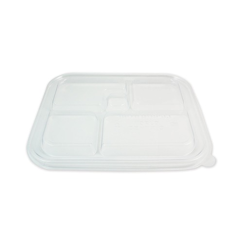Food Containers & Lids | World Centric TRLCSBB 12.1 in. x 9.8 in. x 0.8 in. Plastic Lids for Fiber Bento Box Containers - Clear (300/Carton) image number 0