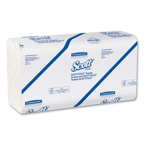 Perforated Roll & Hand Towels | Scott 45957 9.4 in. x 12.4 in. 1-Ply Essential Low Wet Strength Multi-Fold Towels - White (25 Packs/Carton) image number 0