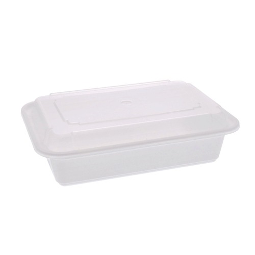 Food Containers & Lids | Pactiv Corp. NC888 Newspring VERSAtainer 8.8 x 6 x 2.5 Base/Lid Combo Microwavable Containers - White/Clear (150/Carton) image number 0